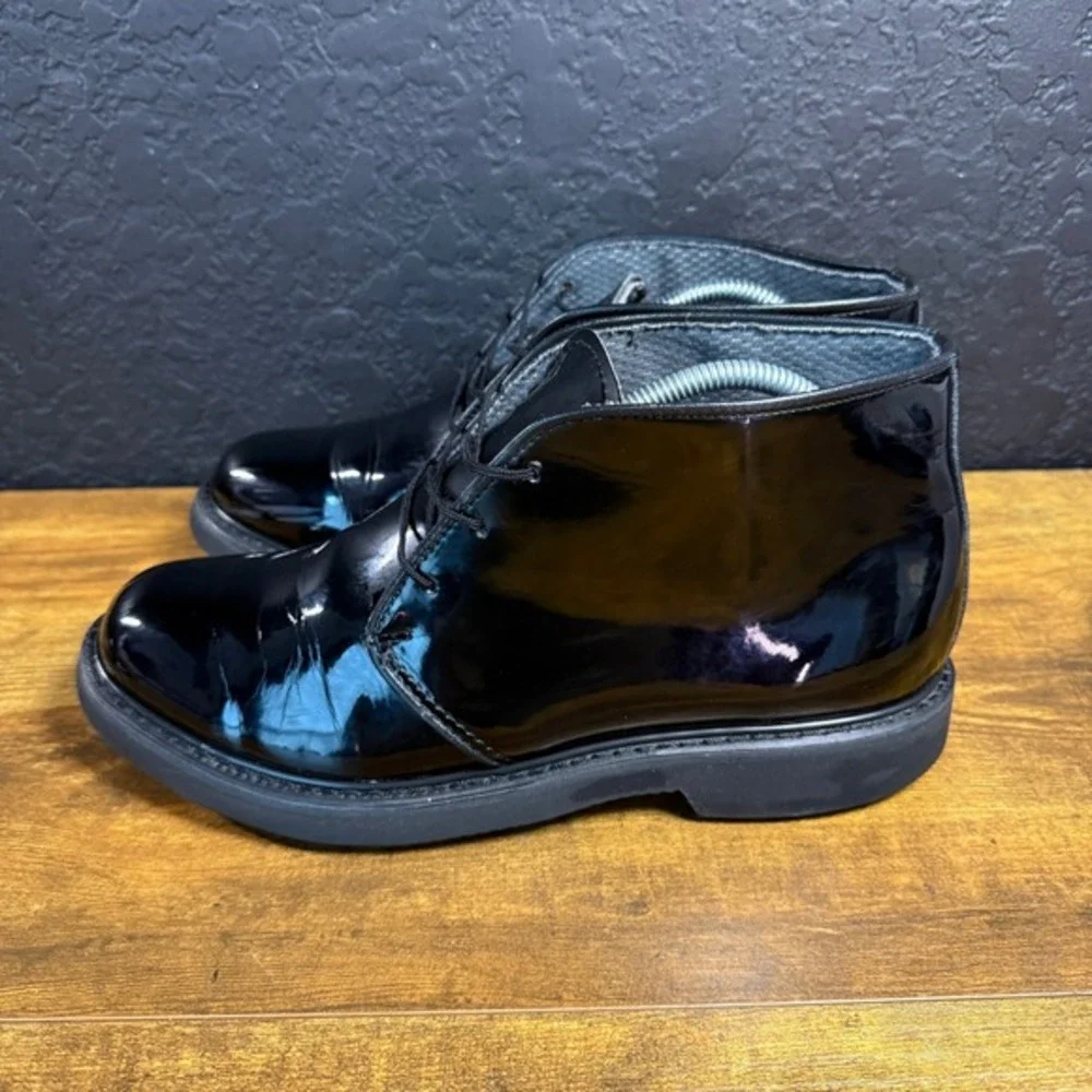 Bates Lites 00022‎ Black High Gloss Man Made Chukka Boots Mens 9D